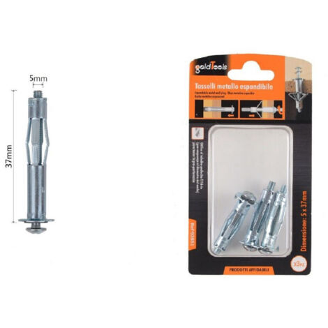 TRADE SHOP - Set 3pz Tasselli Metallici Espandibili Viti A Espansione Stile I 5 X 37 Mm 92851 -