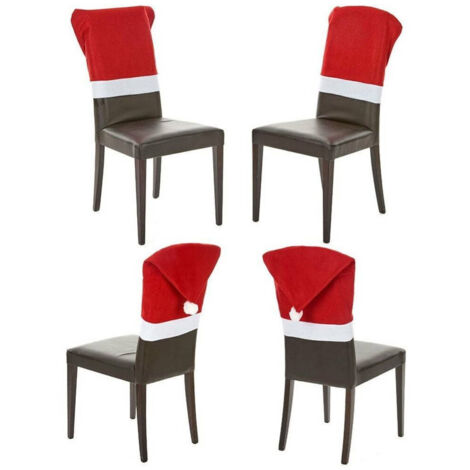 TRADE SHOP - Set 4 Pezzi Copri Sedia Coprisedia Decorazioni Per Sedie Natalizie 70x52cm Rosso -