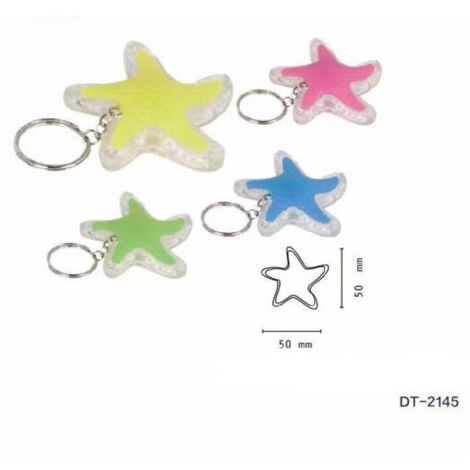 TRADE SHOP - Set 4 Pezzi Mini Torcia Led Portachiavi A Forma Di Stella Tascabile 50mm Dt-2145 -