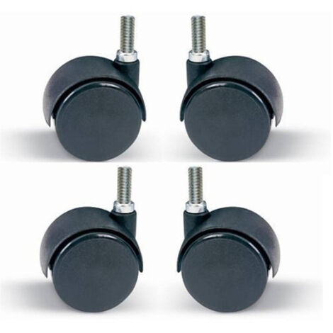TRADE SHOP - Set 4 Pezzi Ruote Girevoli 360 Gradi 50mm Per Sedia Ufficio Casa Colore Nero -
