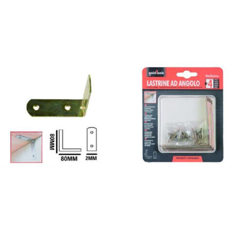 TRADE SHOP - Set 4 Pz Lastrina Lastrine Ad Angolo Forma L 80x20x2mm Con Viti Per Mobili 91220 -