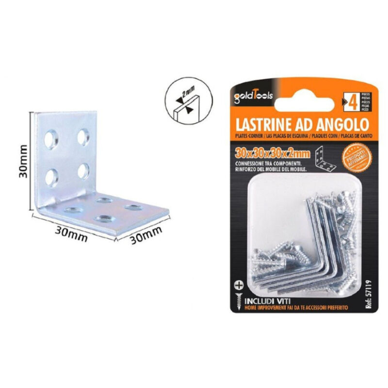 Trade Shop - satz 4STK. winkeleckplatte 30X30X30X2MM mit beweglichen schrauben 57119 -