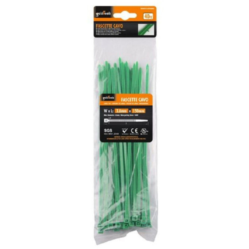 Trade Shop Traesio - Trade Shop - satz 40 stück grüne kabelbinder kunststoff nylon 3.6X150MM 92394 -