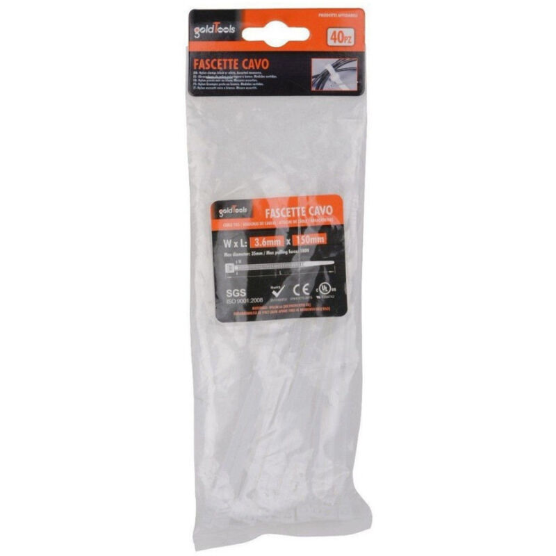 Trade Shop - satz 40 stück kabelbinder weiss kunststoff nylon 3.6X150MM 92365 -