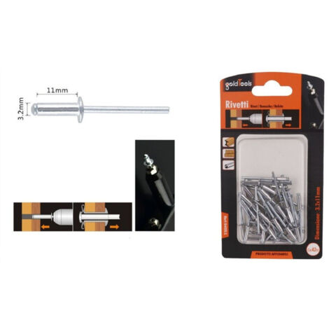 Trade Shop - SET 42PZ RIVETTI REVETTO 3.2X11MM ACCESSOREN BRICOLAGE FERRAMENT FAI DA TE 94951 -