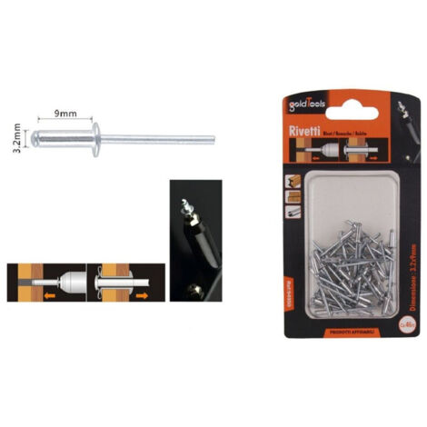 Trade Shop - SET 46 PZ RIVETTI REVETTO 3.2X9MM ACCESSOREN BRICOLAGE FERRAMENT FAI DA TE 94950 -