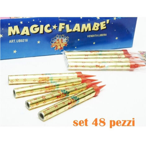 Trade Shop - Set 48 Candeline Scintilla Magic Flambè Candela Pirotecnica Compleanno Festa -