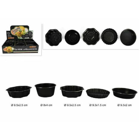Trade Shop - Set 48 Pz Formine Alluminio Antiaderenti Forno Biscotti Dolci Cupcakes Assortiti -