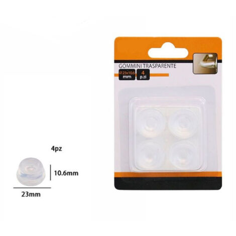 TRADE SHOP - Set 4pz Gommini Adesivi Protezione Pavimenti Trasparenti Rotondi 23x10.6mm 66107 -