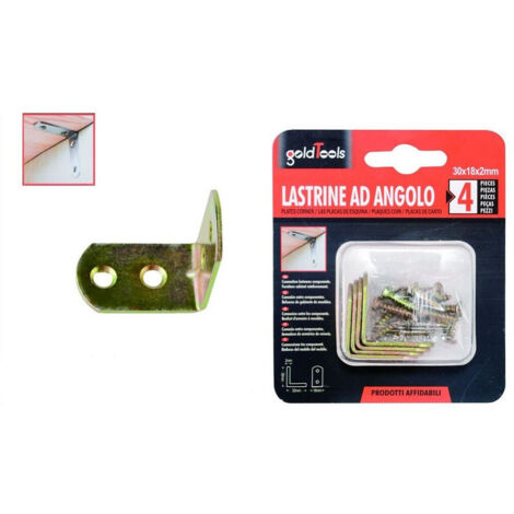 Trade Shop - Set 4pz Lastrina Lastrine Ad Angolo Forma L 30x18x2mm Con Viti Per Mobili 91216 -