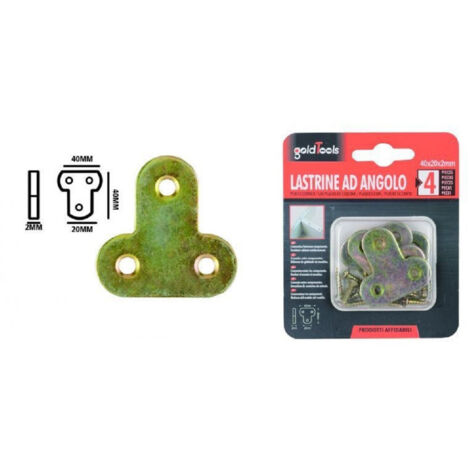 Trade Shop - Set 4pz Lastrina Lastrine Ad Angolo Forma T 40x20x2 Mm Con Viti Per Mobili 91223 -