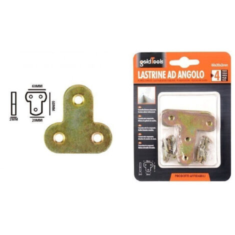 TRADE SHOP - Set 4pz Lastrina Lastrine Ad Angolo Forma T 60x20x2 Mm Con Viti Per Mobili 91224 -