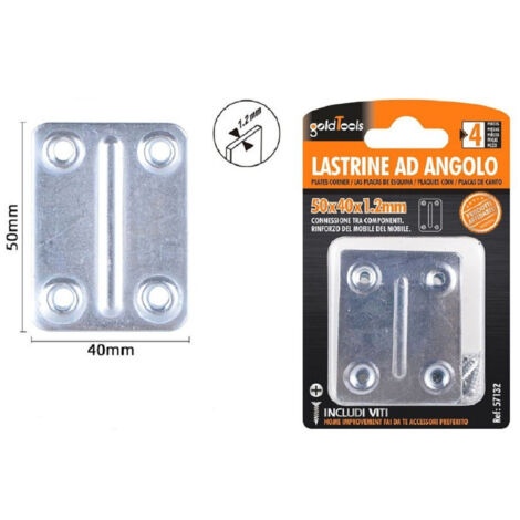 Trade Shop - Set 4pz Lastrine Lastrina Piastra Di Giunzione 50x40x1.2mm Con Viti Mobili 57132 -