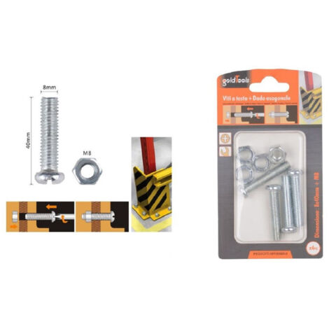 Trade Shop - Set 4pz Viti Vite Testa A Croce Tonda 8 X 40mm Con Dadi Dado Esagonale M8 90986 -