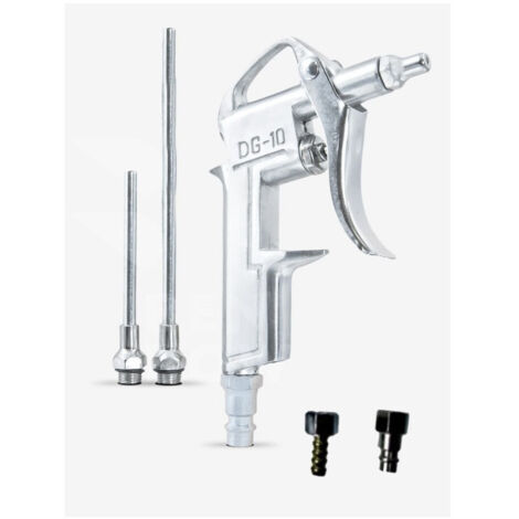 TRADE SHOP - Set 5 Pz. Pistola Per Aria Compressa Dg-10 Con Accessori Da Compressore Soffiaggio Beccuccio Lungo -