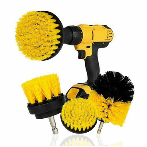 TRADE SHOP - Set 5 Spazzole Spazzola Rotante Per Trapano Pulizia Ceramica Fughe Griglie -