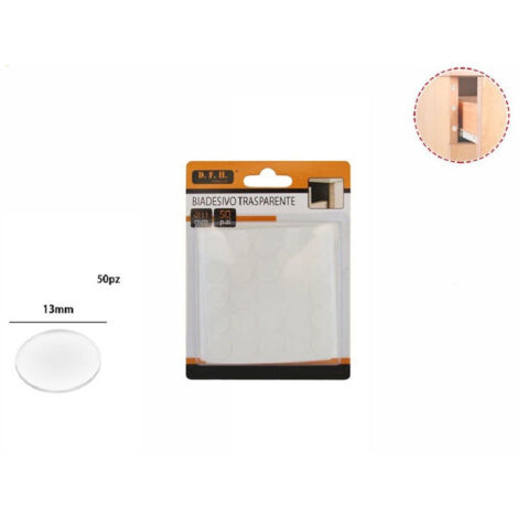 TRADE SHOP - Set 50 Pezzi Biadesivo Trasparente Gommino Rotondo Protezione Casa Mobili 13 Mm -