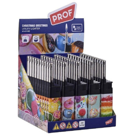 Trade Shop - Set 50pz Accendino A Fiamma Canna Corta Prof Cobia Ff Cakes Candle Light 41411658 -