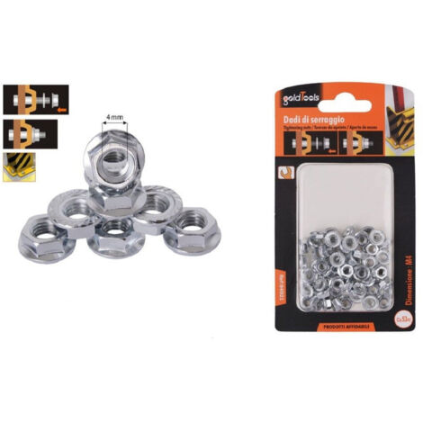 TRADE SHOP - Set 53 Pz Dado Esagonale Flangiato Dadi Di Serraggio M4 Bulloni Vite 4mm 94921 -