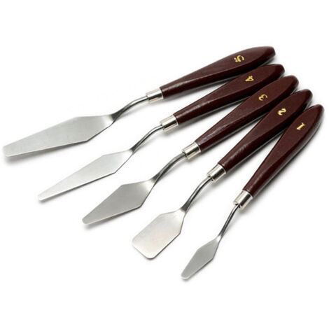 TRADE SHOP - Set 5pz Coltelli Coltello Spatola Per Tavolozza Pittura Materica Acrilico Olio Tela -