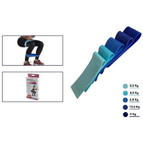 TRADE SHOP - Set 5pz Fasce Elastiche Resistenza Fitness In Lattice Vari Esercizi Yoga Palestra -