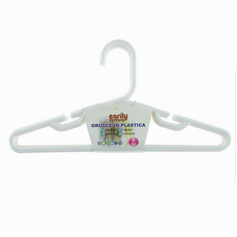Trade Shop - Set 5pz Grucce Stampelle Appendiabito In Plastica Bianca Vestiti Pantaloni 87680 -