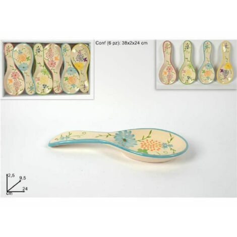 Trade Shop - Set 6 Piezas Cacillo Ceramica Resto Flor Decoracion Cocina -
