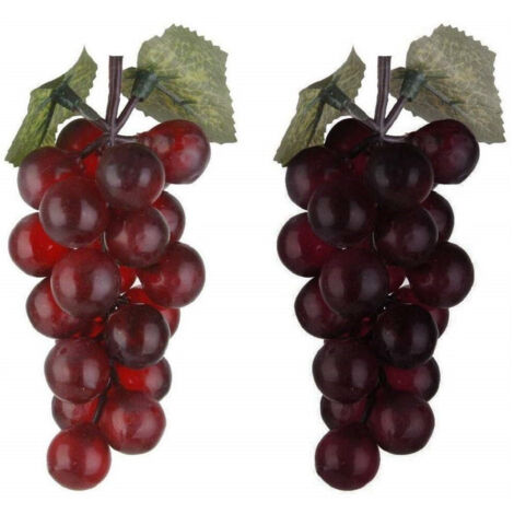 Trade Shop - Set 6 Pz Grappolo Grappoli Uva 15cm Viola Realistici Frutta Finta Centrotavola -