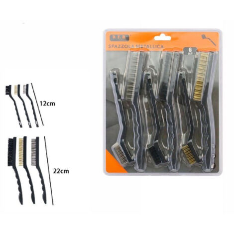 Trade Shop - Set 6 Pzs Cepillo Metal De Hierro 3 Largo 22cm 3 Corto 12cm 07057 -
