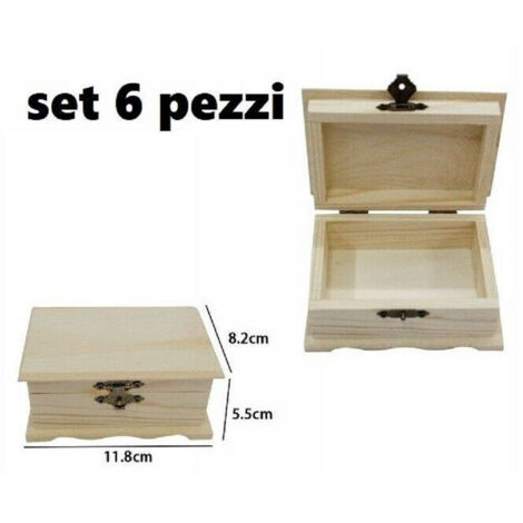 TRADE SHOP - Set 6 Scatole Box Astuccio In Legno Decoupage Portagioie Cofanetto 53376a -