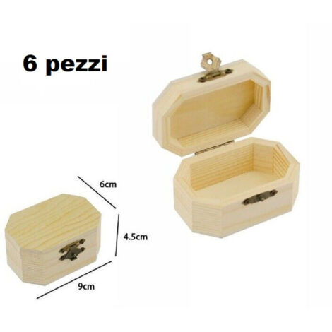 Trade Shop - SET 6 SCATOLINE ÜBER LEGNO PORTAGIOIE COFANETTO OTTAGONALI 74003A LY-10383 -
