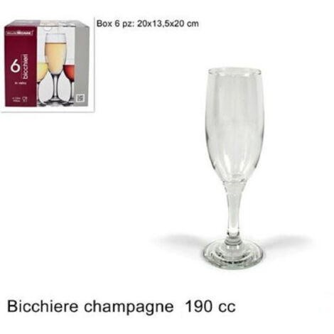 Trade Shop - Set 6 Stück Service Calice Glas Glas 190cc Glasplatte für funkelnden Champagner -
