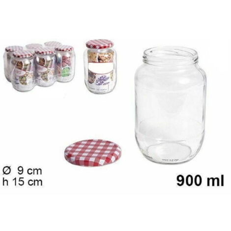 Trade Shop - SET 6-TEILIG GLASBEHÄLTER MIT DECKEL GLÄSER 900ML -