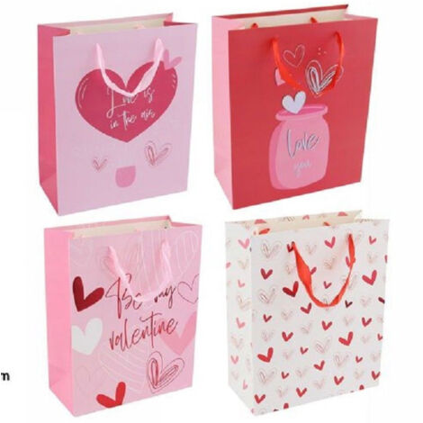 Trade Shop - SET 6 VALENTINSTAG GESCHENKTÜTEN 18X23X10CM 69875 VERSCHIEDENE FANTASIEN -
