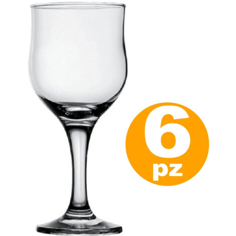 TRADE SHOP - Set 6pz Calici Calice Tulipe In Vetro 24cl Bicchieri Per Acqua Vino Rosso Bianco -
