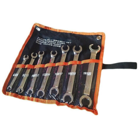 TRADE SHOP - Set 7 Chiavi Aperte Raccordi Dadi Svasati 6x8 9x11 10x12 13x14 15x17 16x18 19x22mm -