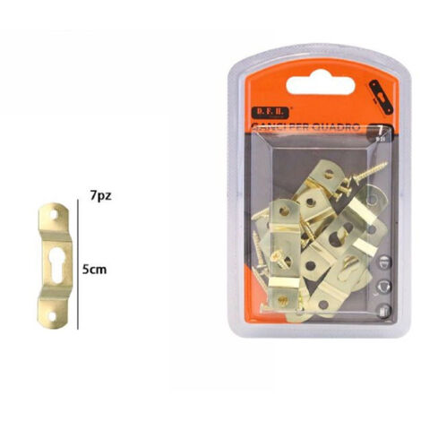 TRADE SHOP - Set 7 Pezzi Ganci Dorati Per Quadri Quadro Cornici Appendere Parete 5 Cm 07520 -