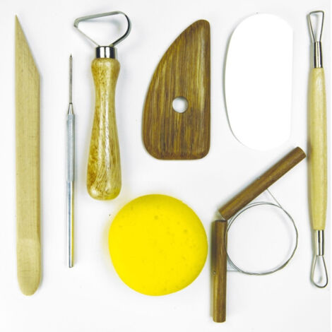 TRADE SHOP - Set 8 Pezzi Attrezzi Intaglio Cutter Raschietto Spugna Filo Ago Scultura Arte -