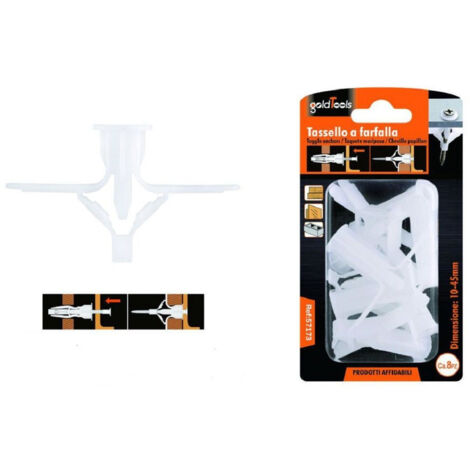 Trade Shop - Set 8 Pezzi Tasselli Tassello A Farfalla Espansione A Molla 10-45 Mm Viti 57173 -