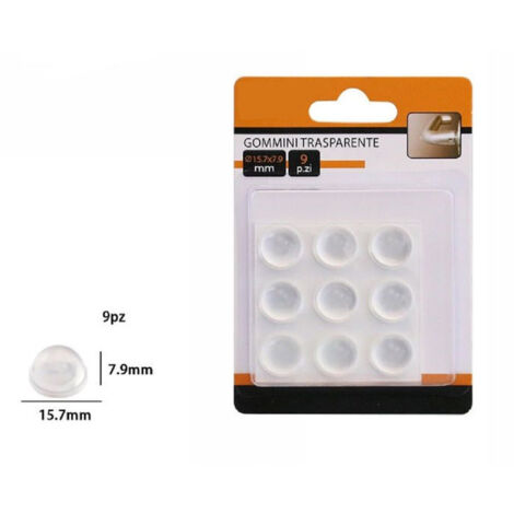 TRADE SHOP - Set 9 Gommini Adesivi Protezione Pavimenti Trasparenti Rotondi 15.7x7.9mm 66099 -