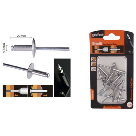 Trade Shop - Set 9 Pezzi Rivetti Rivetto 4.8 X 22 Mm Accessori Per Bricolage Ferramenta 94984 -