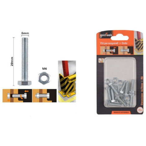 Trade Shop - Set 9 Pz Vite Viti Per Esterno A Testa Esagonali 6 X 20mm Con Dadi Dado M6 90915 -