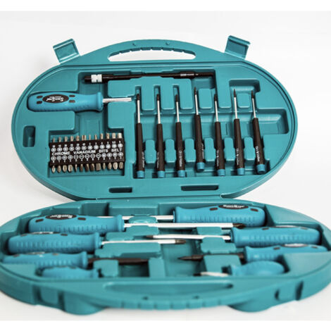 TRADE SHOP - Set Cacciaviti E Punte Kit 42 Pezzi Chrome Vanadium Con Cacciavite Di Precisione -