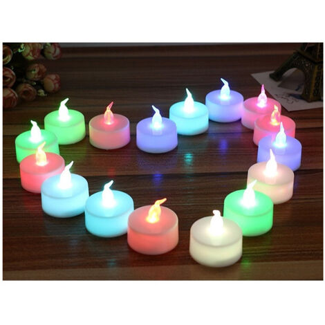 Trade Shop - Set Candele Candeline A Batteria Tea Light A Led Multicolore Rgb Effetto Fiamma -