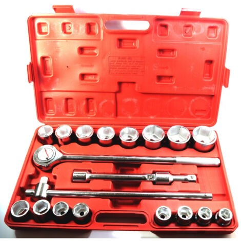TRADE SHOP - Set Chiavi A Bussola 3/4 21 Pz. 19-50mm Per Camion E Trattori Chrome Vanadium -