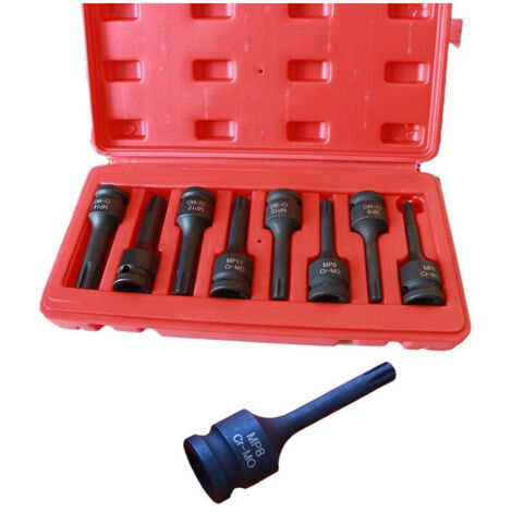 TRADE SHOP - Set Chiavi Bussola Ad Impatto 1/2 Attacco Mp 8 Pz Per Avvitatore Pneumatico -