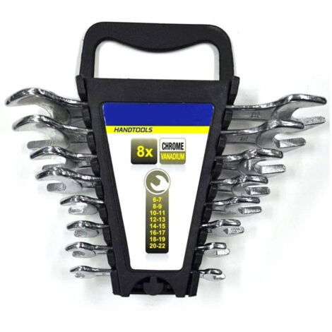 Trade Shop - Set Chiavi Inglesi Combinate 8pz 6-22mm In Acciaio Cromo Vanadio Con Astuccio -