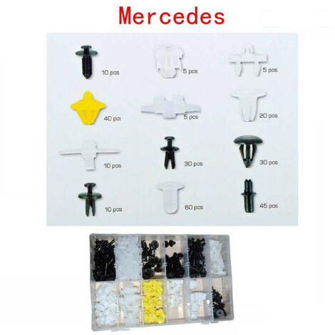TRADE SHOP - Set Clip Di Fissaggio Per Auto Mercedes Confezione 270 Pezzi Ricambi Plastica -