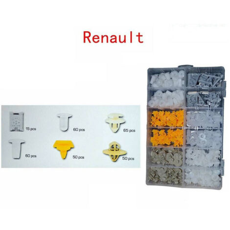 TRADE SHOP - Set Clip Di Fissaggio Per Auto Renault Confezione 300 Pezzi Ricambi Plastica -