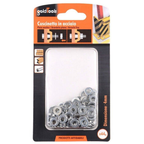 Trade Shop - Set Confezione 44gr Rondelle Piane Piatte Cuscinetto In Acciaio Diam. 4 Mm 90827 -